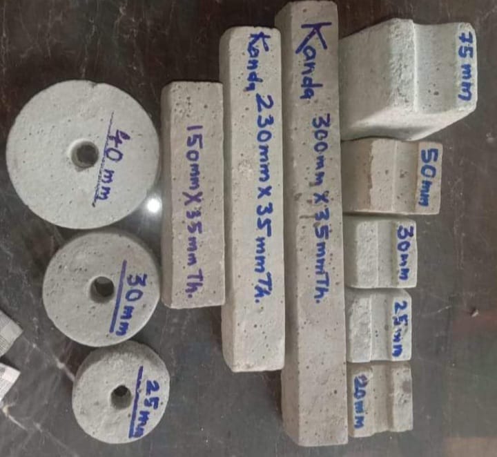 Rectangular concrete cover block used in RCC construction | Precast concrete cover block for rebar spacing | Construction-grade concrete cover block for reinforcement