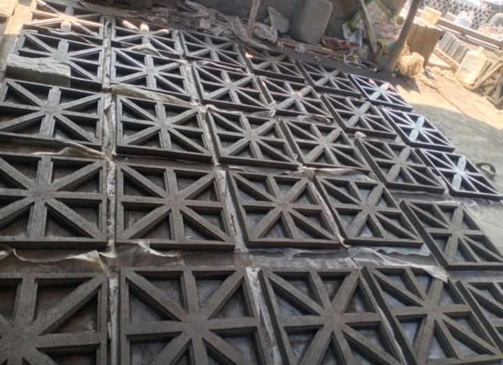 Reinforced concrete window grill for ventilation and safety